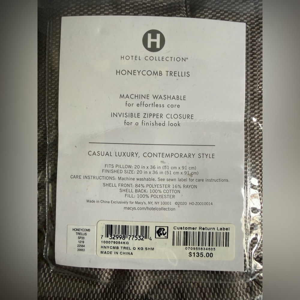 Hotel collection honeycomb trellis king pillow sham quilted set of two new - Picture 3 of 5